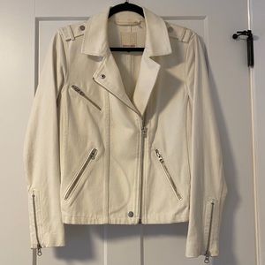 Rebecca Taylor White Denim & Leather Moto Jacket